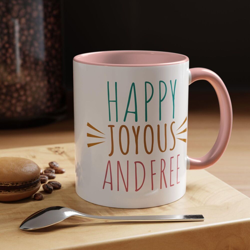 Happy, Joyous and Free 12 Step Recovery Color Accent Coffee Mug (11, 15oz)
